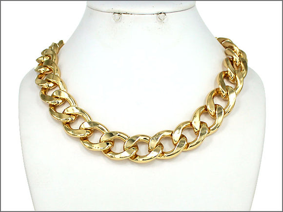 GOLD METAL CHAIN LINK NECKLACE ( 0465 GL )