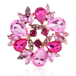 PINK FUCHSIA Rhinestone Circular Brooch/PENDANT ( 1124 PK )