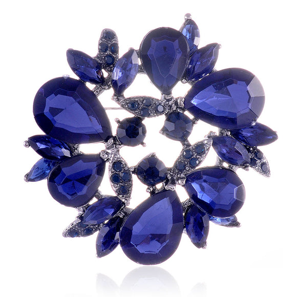 MONTANA BLUE Rhinestone Circular Brooch/PENDANT ( 1124 MONT )