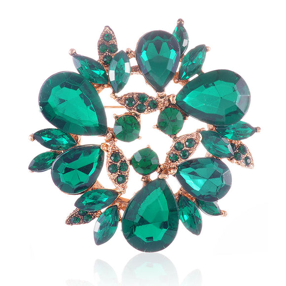 EMERALD GREEN Rhinestone Circular Brooch/PENDANT ( 1124 EM )