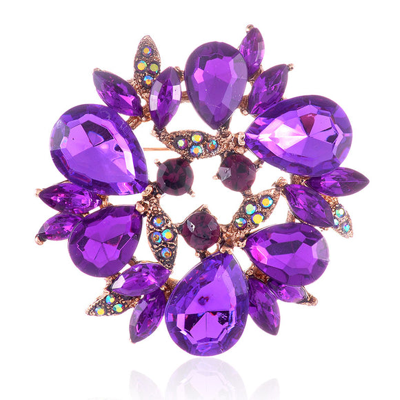 DARK PURPLE Rhinestone Circular Brooch/PENDANT ( 1124 DPL )