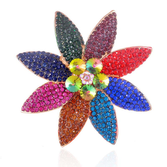 GOLD BROOCH MULTI COLOR STONES ( 1392 DM )