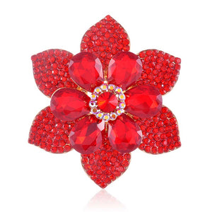 CRYSTAL FLOWER BROOCH ( 1459 RED )