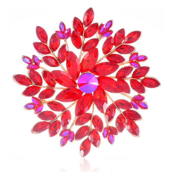 GOLD BROOCH RED STONES ( 1466 RED )