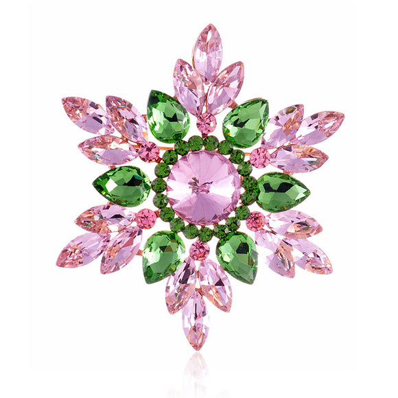 GOLD BROOCH PINK GREEN STONES ( 1467 PNG )