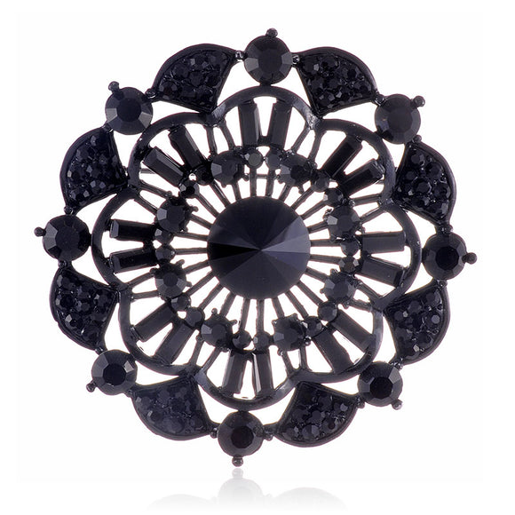 BLACK BROOCH BLACK STONES ( 1472 JET )