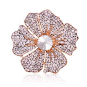 GOLD CLEAR FLOWER BROOCH ( 1480 GCL )