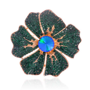 GOLD GREEN FLOWER BROOCH ( 1480 EM )