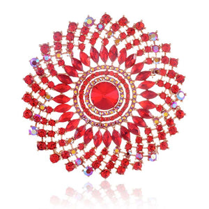 LARGE GOLD RED BROOCH ( 1482 RED )