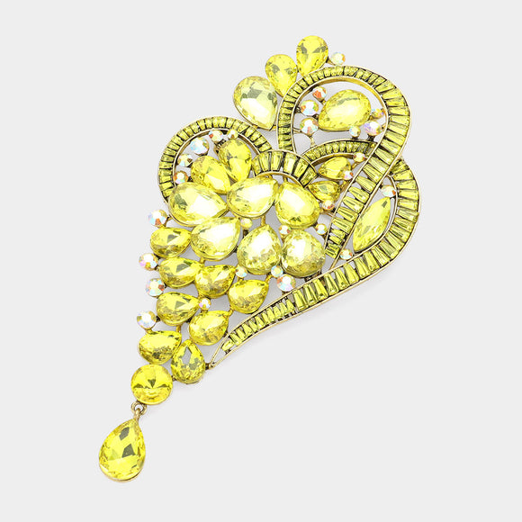 YELLOW EXTRA LARGE CRYSTAL BROOCH ( 1516 YLW )