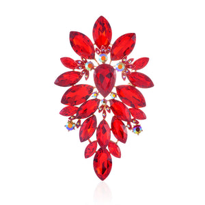 LARGE GOLD BROOCH RED STONES ( 1493 RED )
