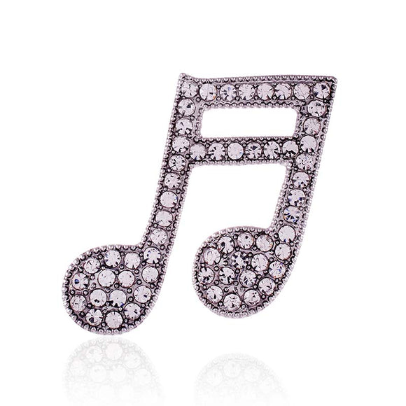 Music Note Brooch Clear Stones ( 1511 SCL )