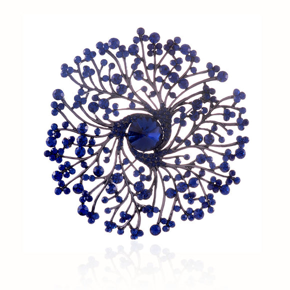 BLUE LARGE FLOWER CRYSTAL BROOCH ( 1513 MONT )