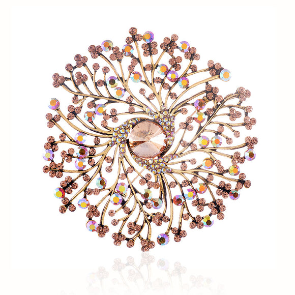 TOPAZ LARGE FLOWER CRYSTAL BROOCH ( 1513 LCT )