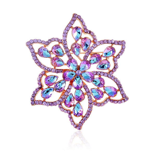 VIOLET CRYSTAL FLOWER PIN ( 1514 VL )