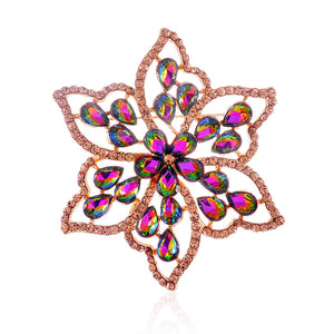 VITRAIL OIL SPILL CRYSTAL FLOWER PIN ( 1514 VM )