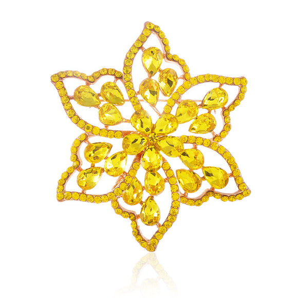 YELLOW CRYSTAL FLOWER PIN ( 1514 YLW )