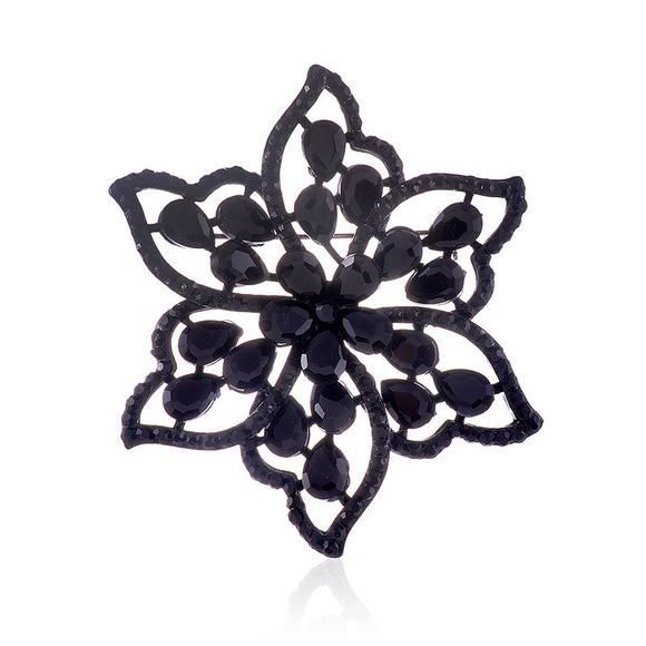 BLACK CRYSTAL FLOWER PIN ( 1514 JET )