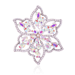 SILVER AB CRYSTAL FLOWER PIN ( 1514 SAB )