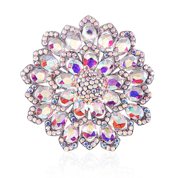 LARGE CRYSTAL FLOWER PIN ( 1528 SAB )