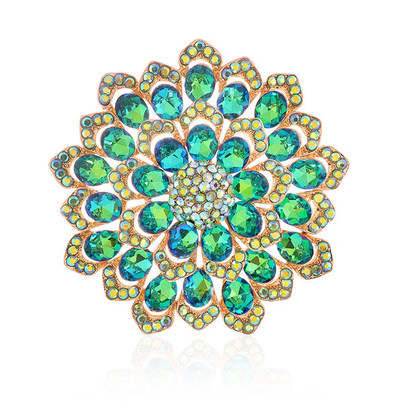 LARGE CRYSTAL FLOWER PIN ( 1528 OLIX )