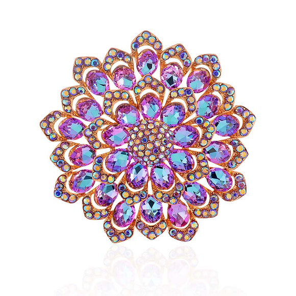 LARGE CRYSTAL FLOWER PIN ( 1528 VL )