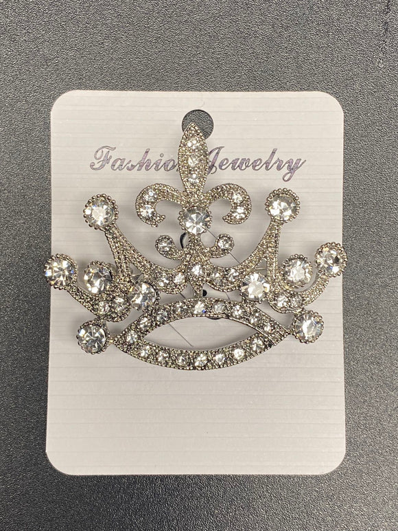 Silver Crystal Crown Pin ( 1548 SCL )
