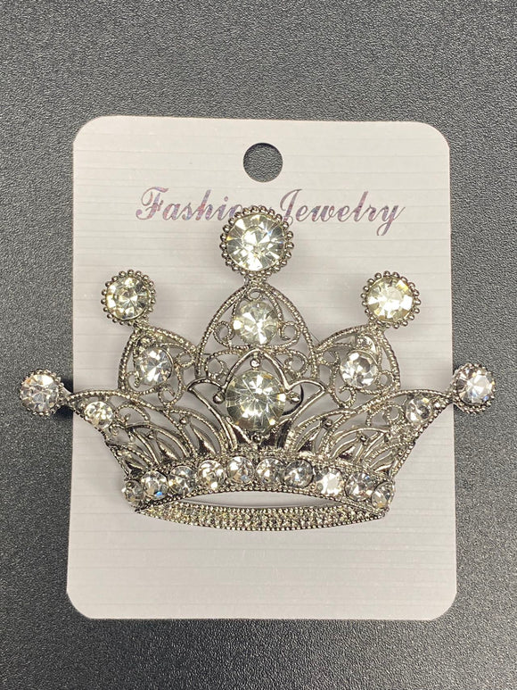 Silver Crystal Crown Pin ( 1549 SCL )
