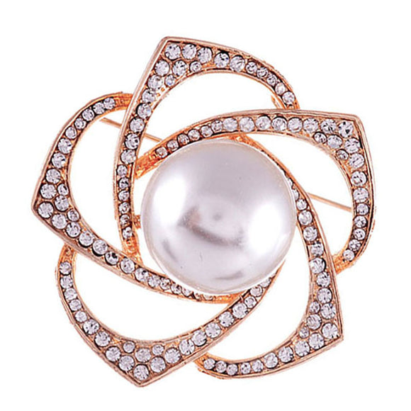 GOLD CREAM PEARL BROOCH PIN ( 1584 GCP )