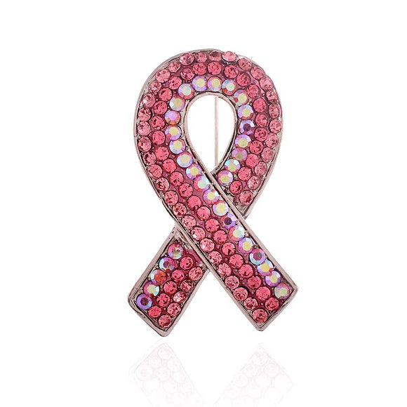SILVER PINK RIBBON BROOCH ( 1614 PK )