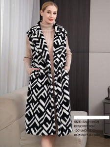 BLACK WHITE PONCHO FUR ( 6089 BK )