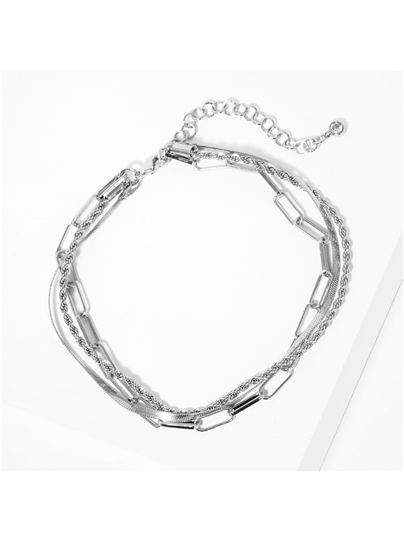 WHITE GOLD DIPPED CHAIN ANKLET ( 1733 R )