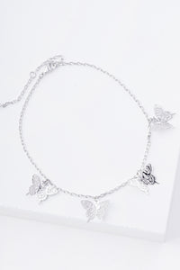WHITE GOLD DIPPED BUTTERFLY ANKLET ( 1742 R )