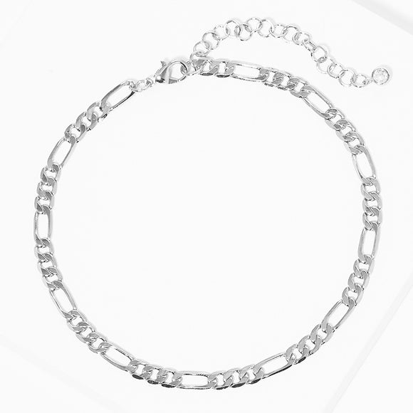 WHITE GOLD DIPPED CHAIN ANKLET ( 2649 R )