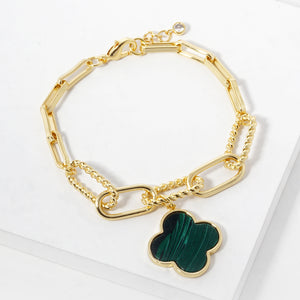 GOLD GREEN QUATREFOIL BRACELET ( 2899 GGN )