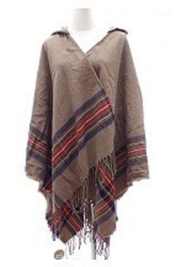 BROWN PONCHO PLAID ( 1046 BR )