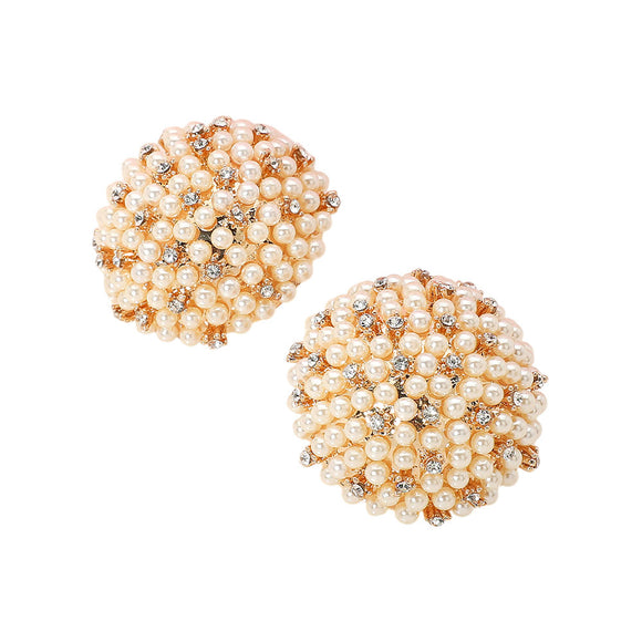 SILVER CREAM PEARL EARRINGS ( 0570 2CR )