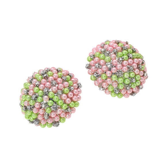 PINK GREEN PEARL EARRINGS ( 0570 3PKGR )