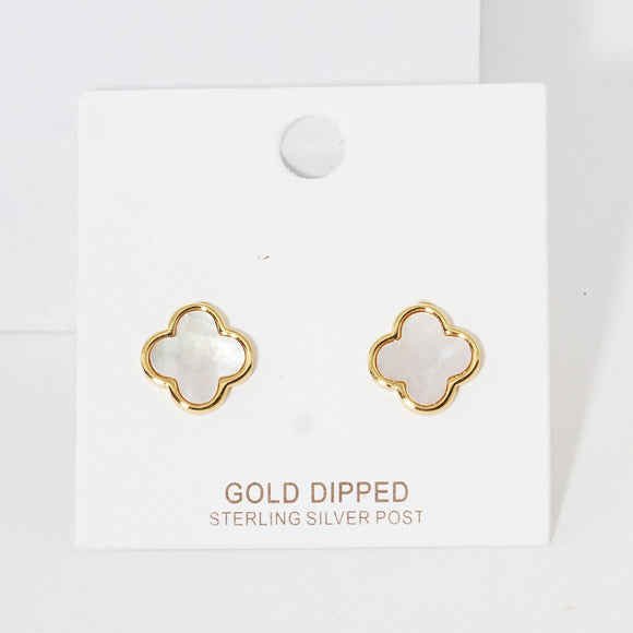 GOLD DIPPED QUATREFOIL EARRINGS ( 2439 G )