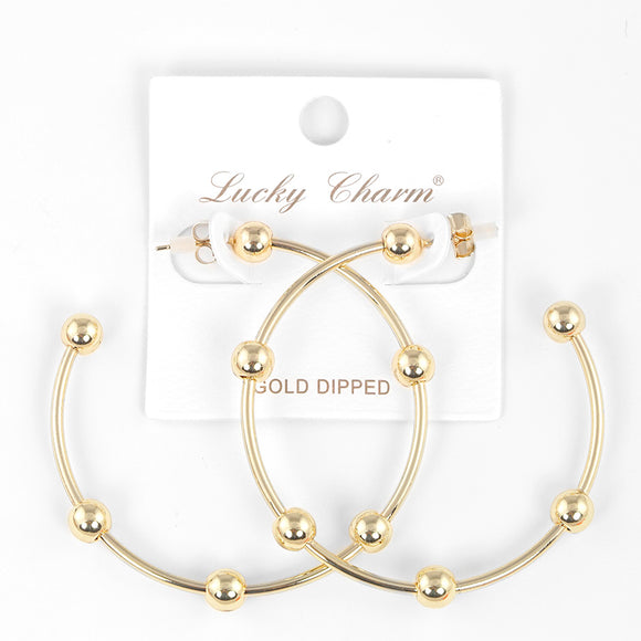 WHITE GOLD DIPPED HOOP EARRINGS ( 2706 R )
