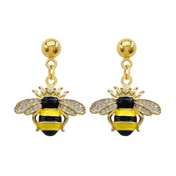 GOLD BUMBLE BEE STAINLESS STEEL EARRINGS ( 3480 G )