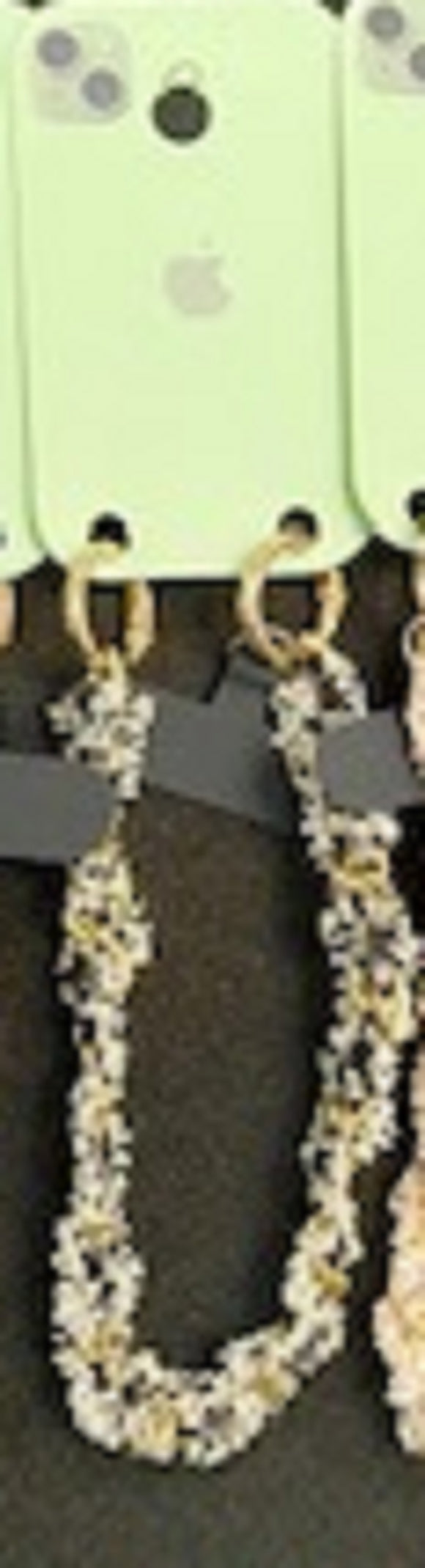 BLACK WHITE THREAD GOLD CHAIN PHONE STRAP ( 08 BKW )