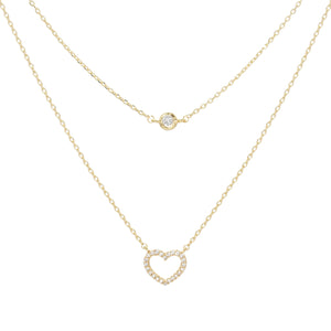 GOLD DIPPED CZ HEART NECKLACE ( 1105 GCR )