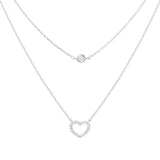 WHITE GOLD DIPPED CZ HEART NECKLACE ( 1105 RCR )