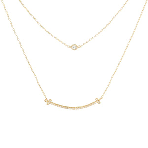 GOLD DIPPED NECKLACE CLEAR CZ STONES ( 1109 GCR )