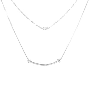 WHITE GOLD DIPPED NECKLACE CLEAR CZ STONES ( 1109 RCR )