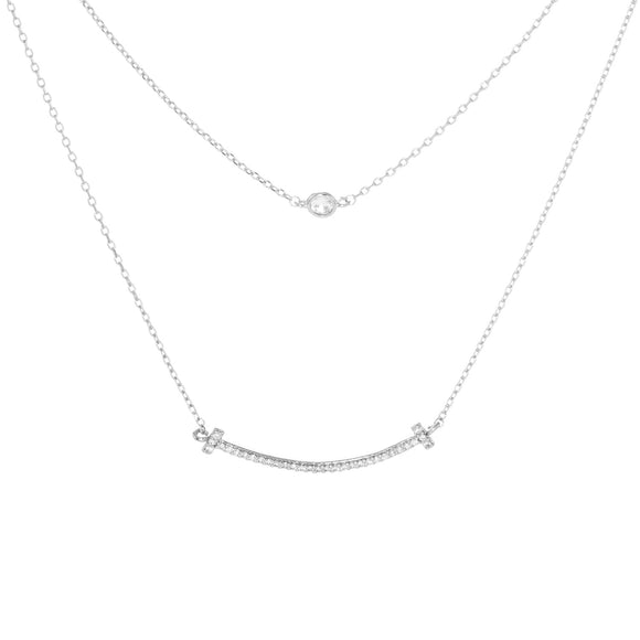 WHITE GOLD DIPPED NECKLACE CLEAR CZ STONES ( 1109 RCR )