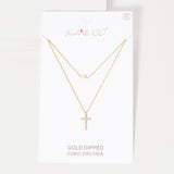 GOLD DIPPED CZ CROSS NECKLACE ( 1110 GCR )