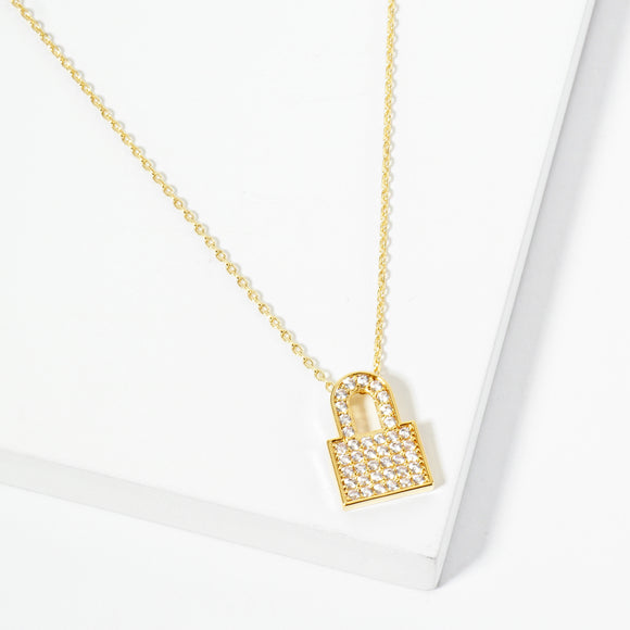 GOLD DIPPED LOCK CHARM NECKLACE ( 1118 GCR )