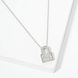 WHITE GOLD DIPPED LOCK CHARM NECKLACE ( 1118 RCR )